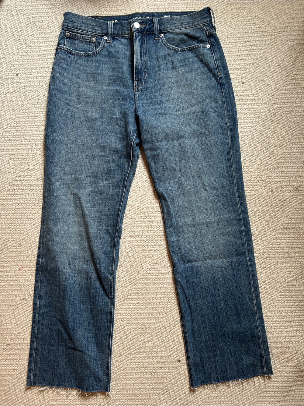 J. Crew High-Rise Straight-Leg Jeans in Medium Blue